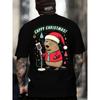 European Sizes Men'S Funny Christmas T-Shirt - Back Print with Cappy the Capybara Singing - Heavyweight Black Tee