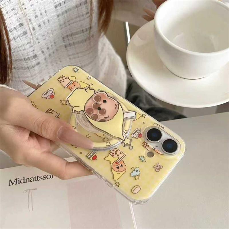 Kawaii Cartoon Star Baby Magnetic Phone Case For iPhone 17 Pro 15 14 16 Pro Max Cover with Shaking Stand For Magsafe Case