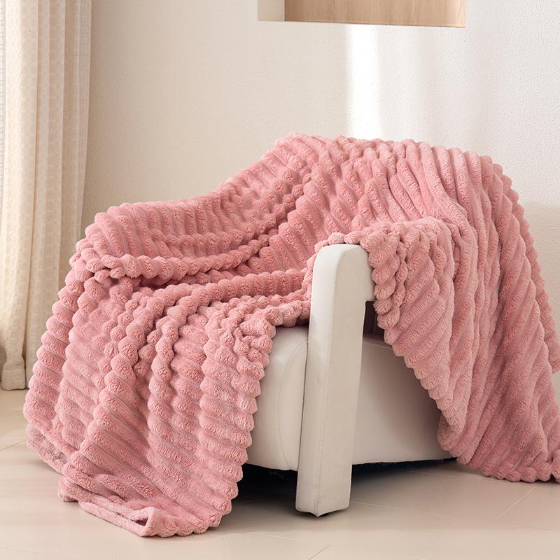 Striped Solid Color Multi-Functional Blanket for Sofa, Dorm, or Napping