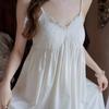 V-neck Women's Pajama Dress Sleeveless Sling Nightgown High Waist Suspender Nightdress  Female