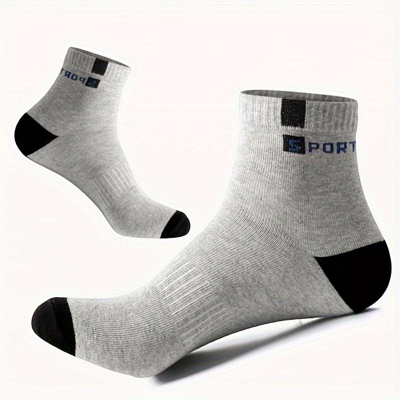 Men'S Polyester Sports Socks - Breathable, High Elasticity, Solid Color, Knit Fabric, Non-Iron, Outdoor Running Socks with Stylish Lettering