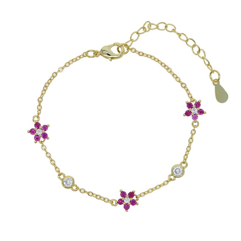 New Fashion Four-Leaf Five-Flower Zircon Bracelet 18K Gold-Plated Jewelry Leaf Clover Bracelet Women 15+4CM