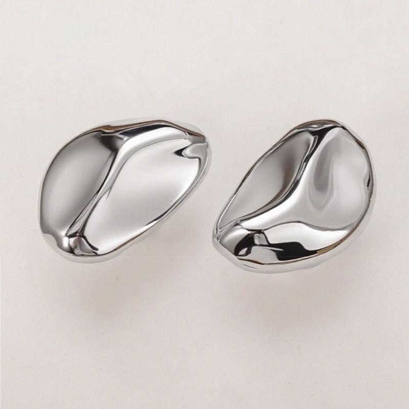 Creative Furniture Silver Shiny Wardrobe Door Pulls Solid Brass Handles Shoe Cabinet Kitchen Drawer Irregular Pebble Small Knobs
