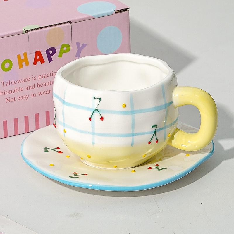 Creative Cute Flower Ceramic Coffee Mug Simple Couple Mug Exquisite Afternoon Tea Dessert Cup Office Mug Birthday Gift Art Decor