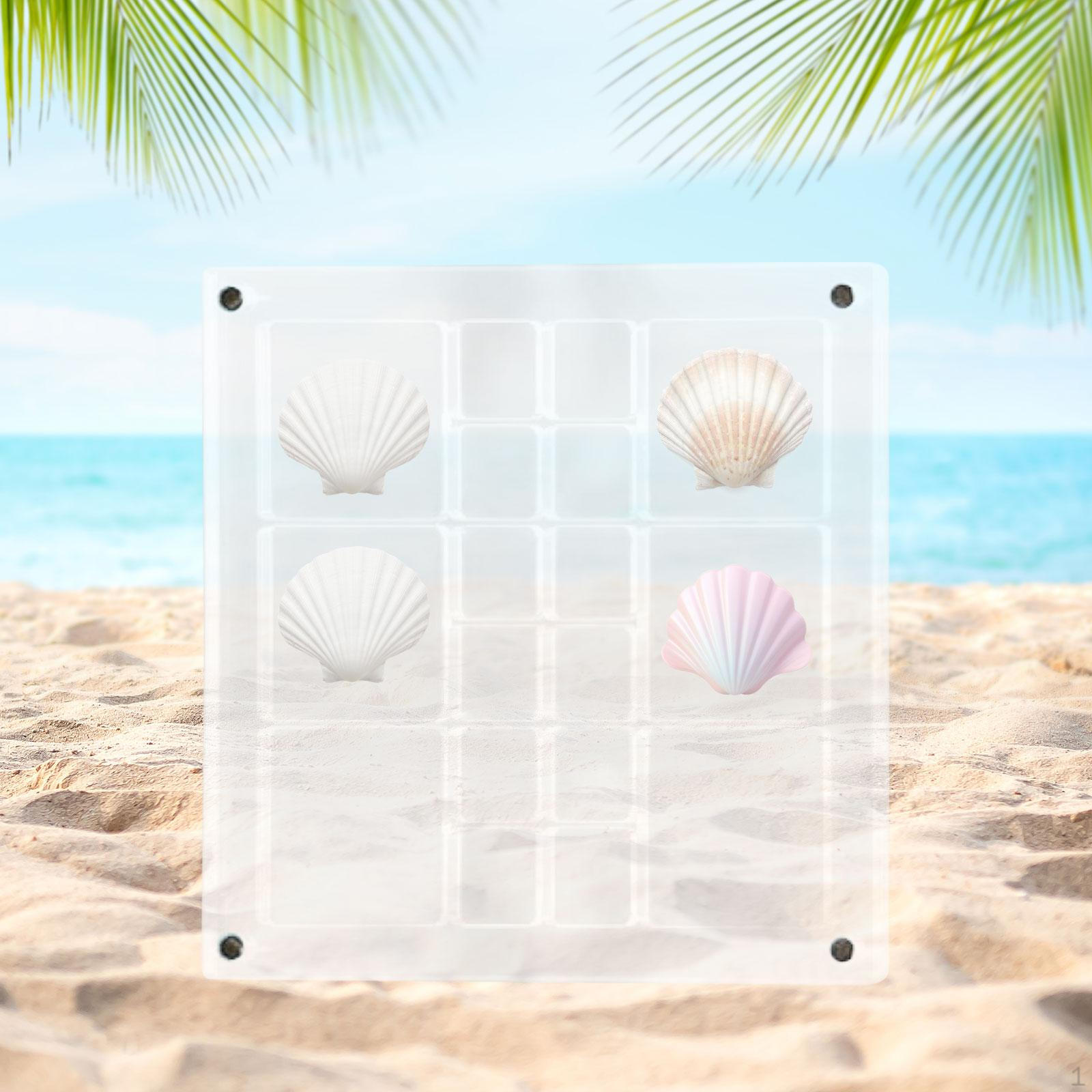 

Acrylic Seashell Display Box Shell Storage Container 5.6x5.6in Decorative Transparent 18 Grids for