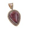 Natural Red Jasper Gemstone 925 Solid Sterling Silver TwoTone Pendant 1.50" W7e33