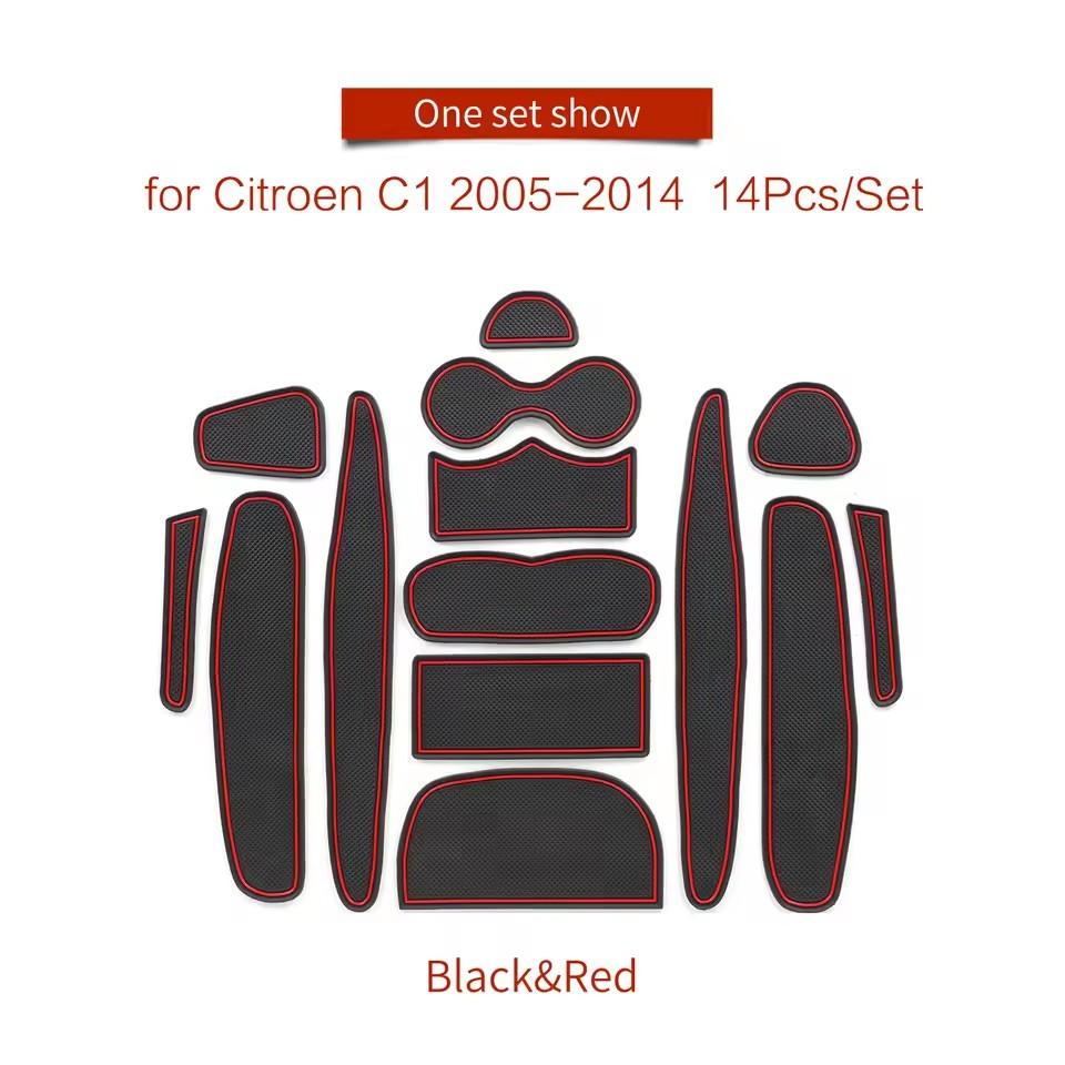 

for Citroen C1 2005 - 2014 Anti-Slip Gate Slot Cup Mat Door Groove Pad Non-Slip Mats Coasters Car Interior Accessories