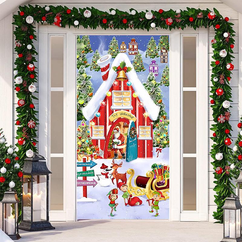 Christmas Door Tapestry: Hanging Cloth Decoration for Festivals & Parties