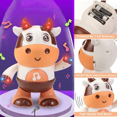 Cow Musical Toys Cute Dancing Walking Baby Cow Baby Toy LED Lights Xmas Gifts