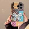 Applicable To IPhone16 IPhone Case 14promax Color Plaid Splicing 15 Three Dimensional Bow 13 Leather