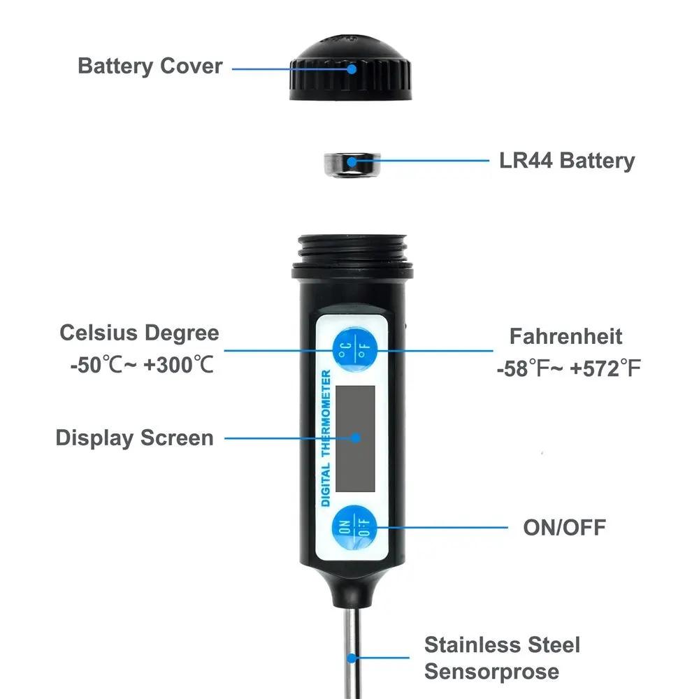 Household Electronic Digital Food Thermometer for Cake Candy Fry BBQ Food Meat Temperature Baking Thermometers with Long Probe