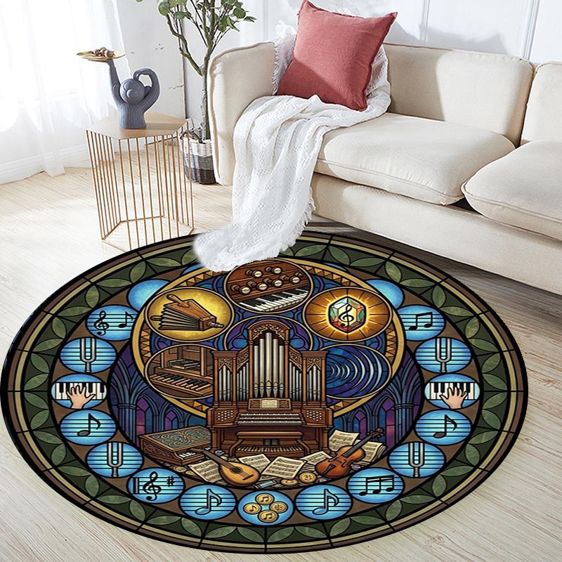 Music Nature Harmony Round Area Rug Under Office Chairs Bedroom Living Room Home Decor