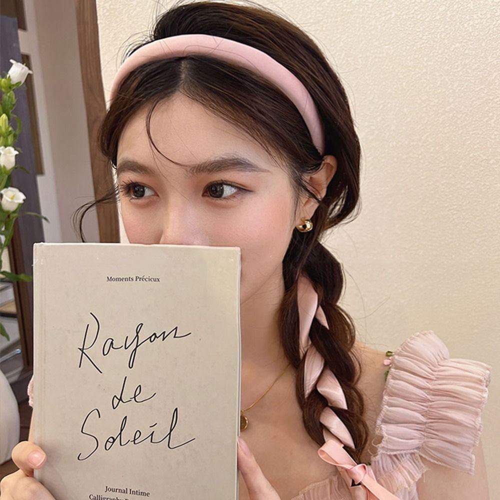Non Slip Hair Band Y2k Thin Headband Balletcore Bow Headband Women Ribbon Hair Hoop Korean Hairband