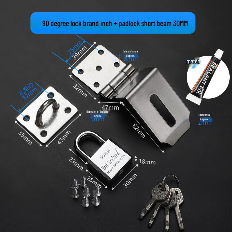 Lockable Thickened Hasp Latch for Cabinet, Drawer, or Wooden Door