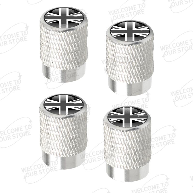 Aluminum For Union Jack Flag Logo Mini Cooper Jaguar Land Rover Vauxhall Lotus 4pcs Car Decor Wheel Tire Valve Caps Stem Cover TB1