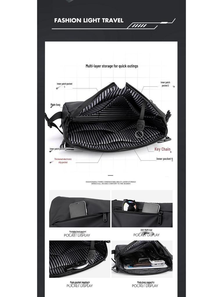 Men's Minimalist Water-Repellent Crossbody Bag - Fashionable, Large-Capacity Shoulder Messenger for Business