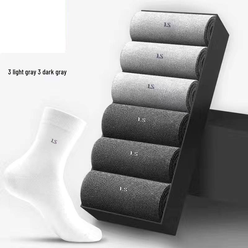 Men's Breathable Cotton Mid-Tube Socks, Sweat-Absorbent, Suitable for All Seasons, Business and Sports.
