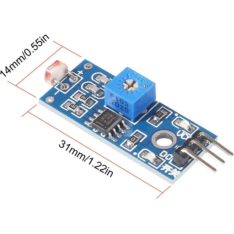 UMLIFE 20PCS 5MM LDR Photosensitive Sensor Module Light Dependent Resistor Sensor Module Digital Light Detection LM393 3 Pins for Arduino