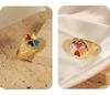 Korean Style Geometric Heart Clover Enamel Ring for Women - Trendy Temperament Design