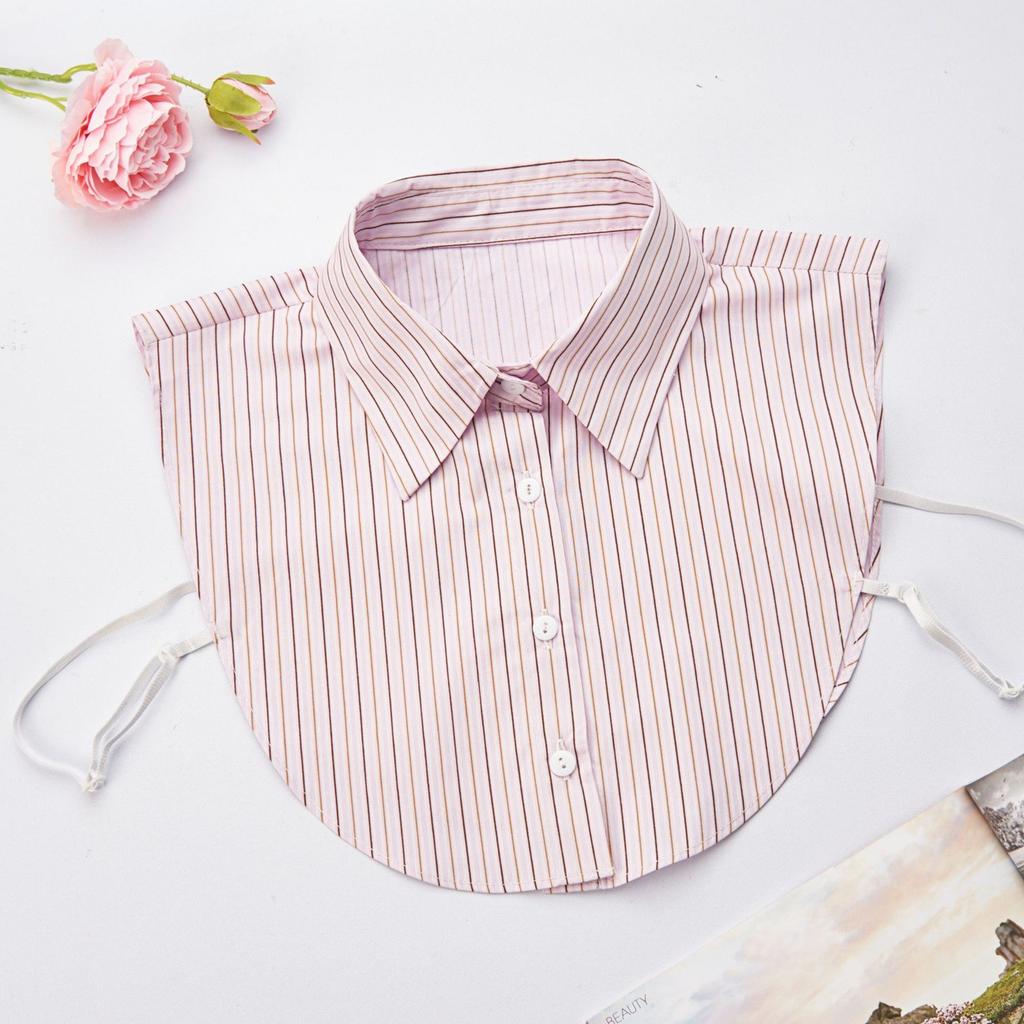 Women's Detachable False Collar Insert Elegant Striped Lapel Faux Half Shirt Blouse Collar Top for Sweater and Dresses
