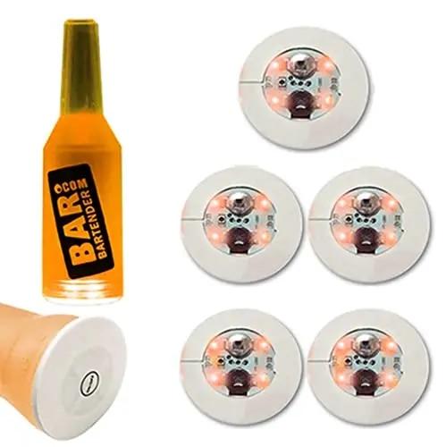 Lot de 5 sous-verres lumineux à LED pour bouteilles en verre, tapis pour fêtes, mariages, bars, Noël, maison, pub
