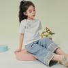 Girls' Chinese Knot Button T-Shirt & Jeans Set