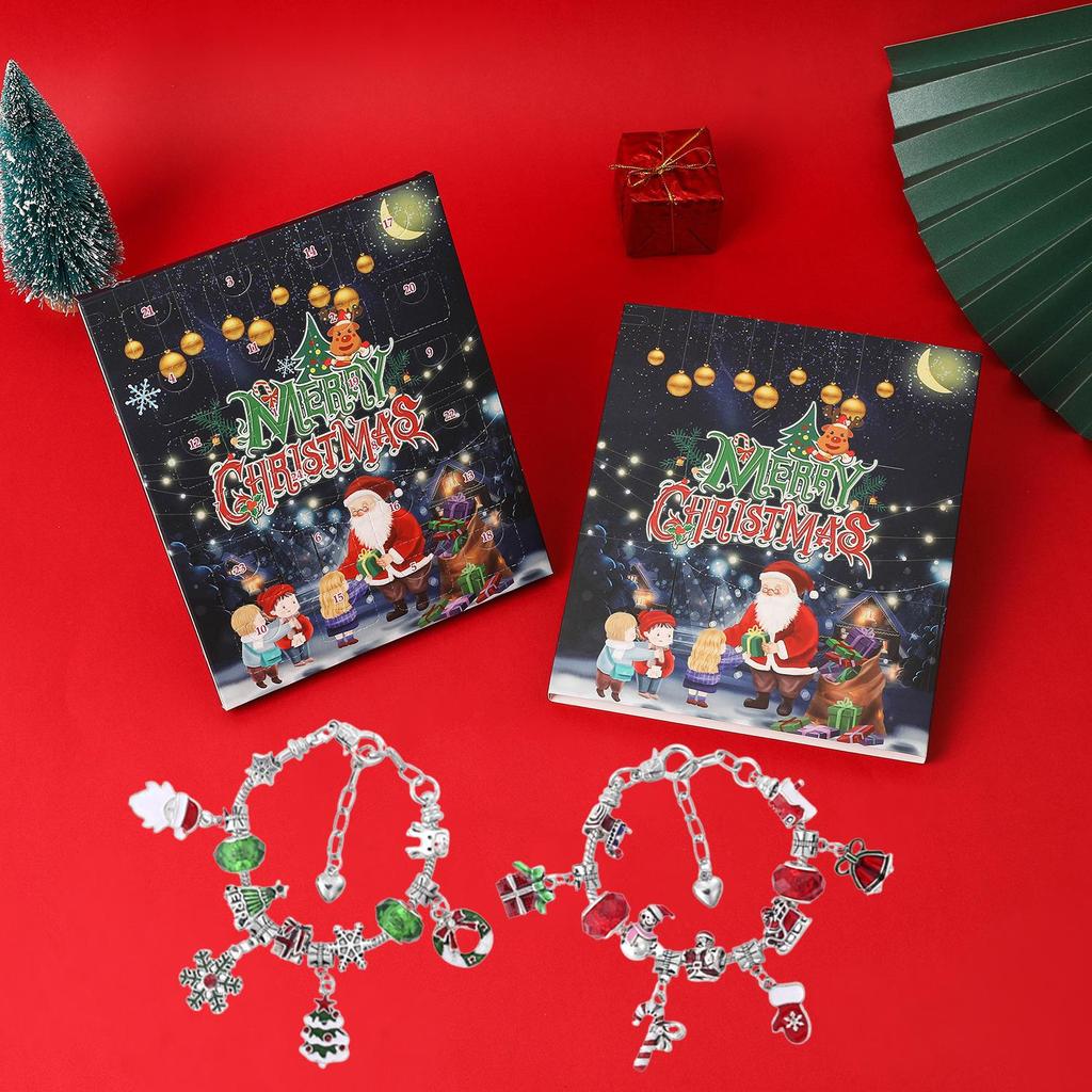 Cross-border Christmas Countdown: 24-Grid DIY Bracelet & Necklace Gift Set for Kids