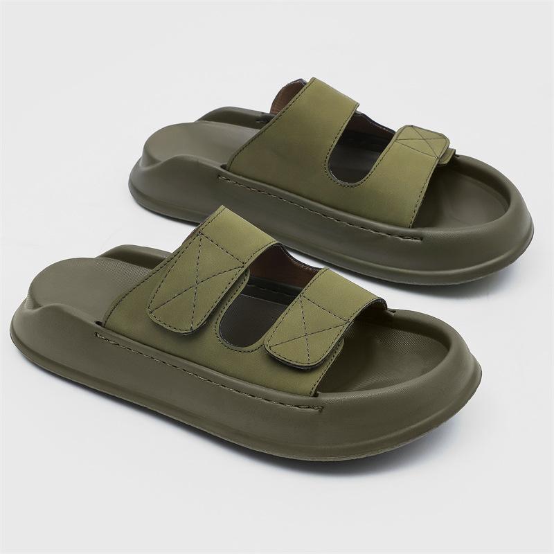 

2025 new Velcro open-toed beach sandals non-slip sandals fashion versatile trend slippers 371230-J 44 оливковий колір