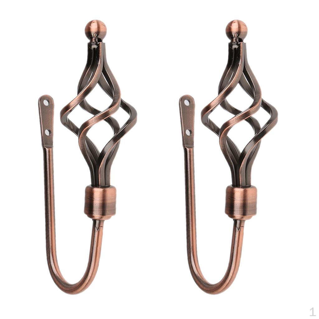 2 Piece Metal Curtain Holdbacks for Draperies - Tiebacks Hook, Tieback Hooks