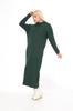 Women's Big Size Dress Green Half Turtleneck Knitted Knitted Dress