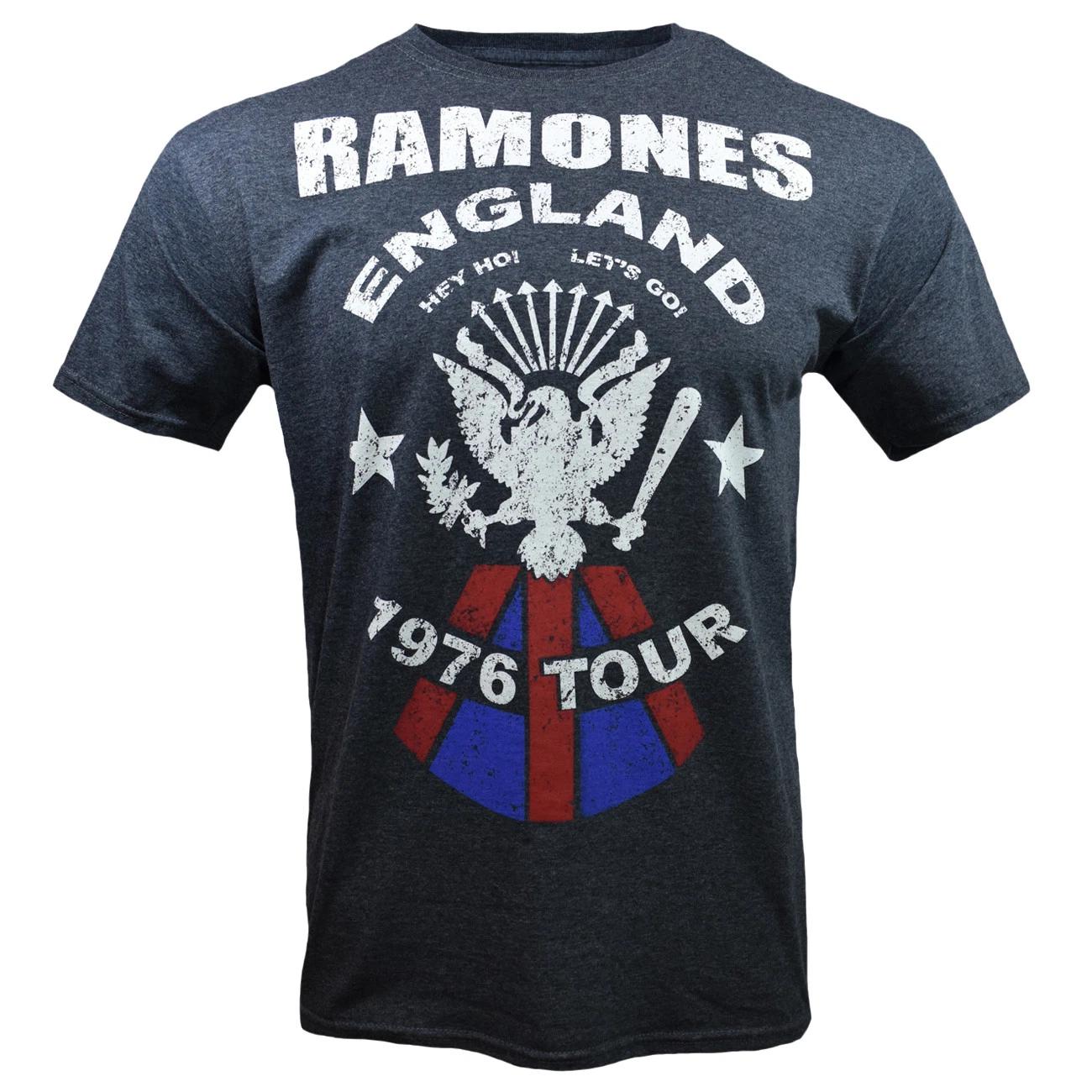 Mens Music T-  Ramones  Vintage Look England 1976 Tour Tribute Band T Shirt- NEW S