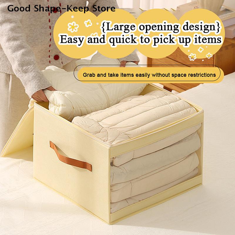 Waterproof And Dustproof Clothing Storage Box, Large Capacity Transparent Foldable And Portable Bedroom Organizer.