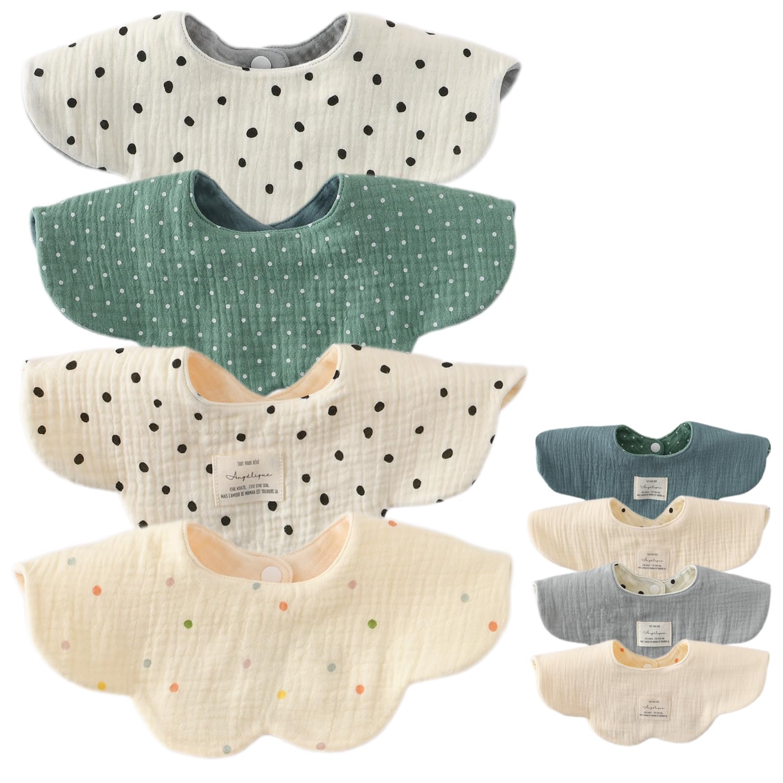 

Set of 4 Baby for Girls and Stylish Newborn Solid Mealtime Baby Baby Shower Gift [GoUseGo] Bibs, Double-Sided, 6-Layer Gauze, Boys, Bibs, 360-Degree