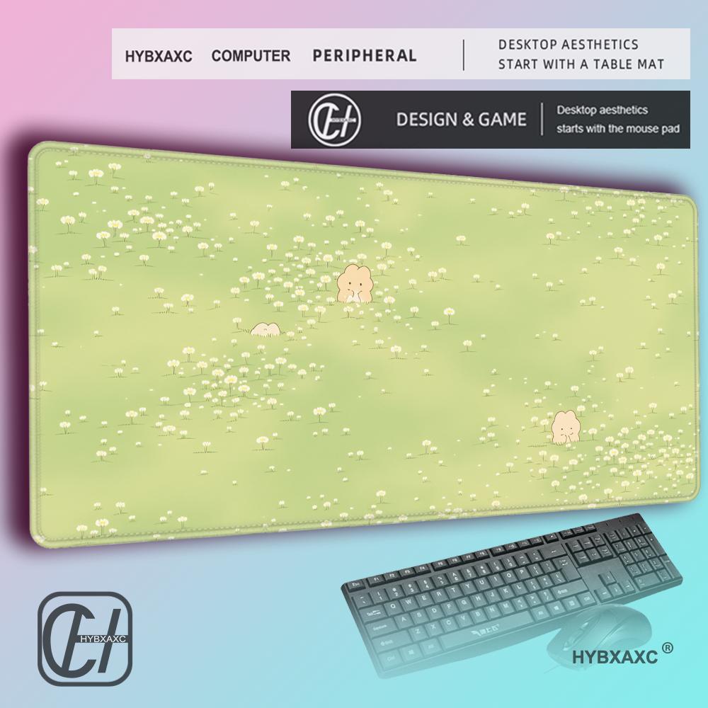 HYBXAXC Kawaii Mouse Pad Anime Sunset Purple Rabbit Gaming Accessories MousePad Keyboard Aesthetics Desk Mat Pad for Computer