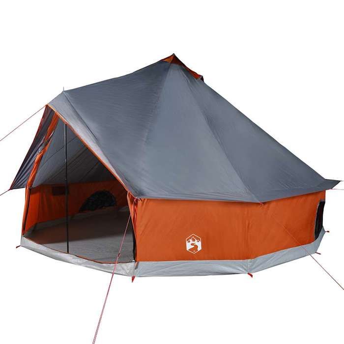 VidaXL Family Tent Tipi 10 Person Grey and Orange Waterproof, Tent, Garden Tent, Outdoor Shelter, Tent of 94596
