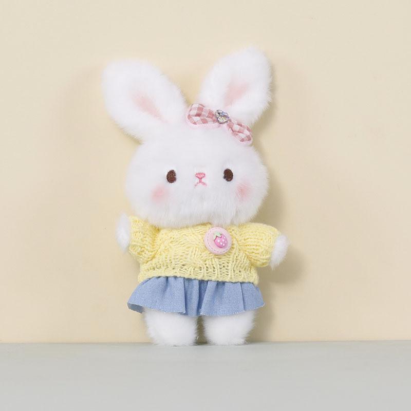 Cute Bunny Plush Toy With Overalls For Car Rearview Mirror Decor