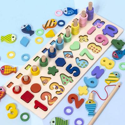 Zahlenpuzzle aus Holz, Streichholzbrett, Mathe-Spiel, frühes Lernspielzeug, Farbform, Sortierung, Zahlenzählen