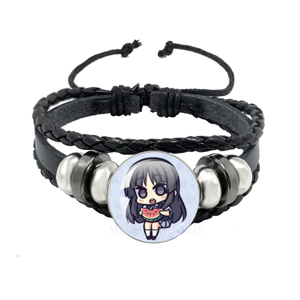 Anime K-ON Leather Bracelets Hirasawa Yui Akiyama Mio Tainaka Ritsu Multilayer Braided Black Bracelet Bangles Jewelry Gift