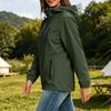 Women's Lightweight Casual Hooded Windbreaker Jacket Drawstring Waist Long Sleeve Zip Up Outerwear for Outdoor Activities