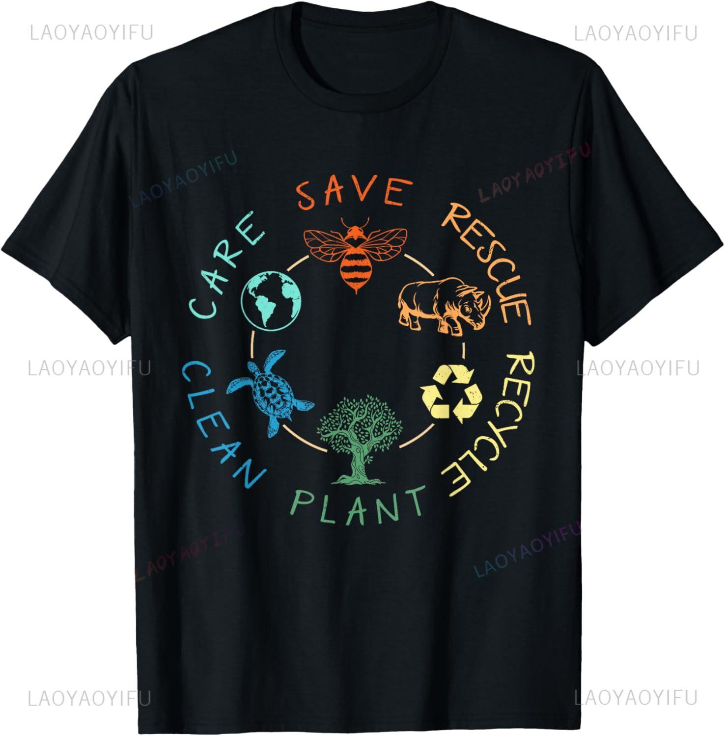Save Bees Rescue Animals Recycle Plastic Earth Day TShirt Custom Printed Graphic T Shirts Unisexs Clothing funny shirt Camiseta S