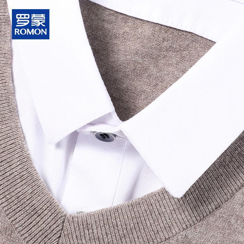 ROMON Men's 100% Pure Wool Fake Two-Piece Knit Sweater