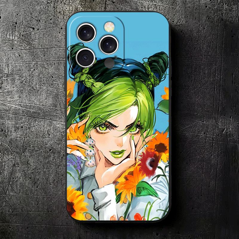 JoJo Adventure Jolyne Cujoh Soft Phone Case for iPhone 16 16E 17 Air 15 Pro Max 14 Plus 13 Mini 11 12 7 Black Cover Back Shell