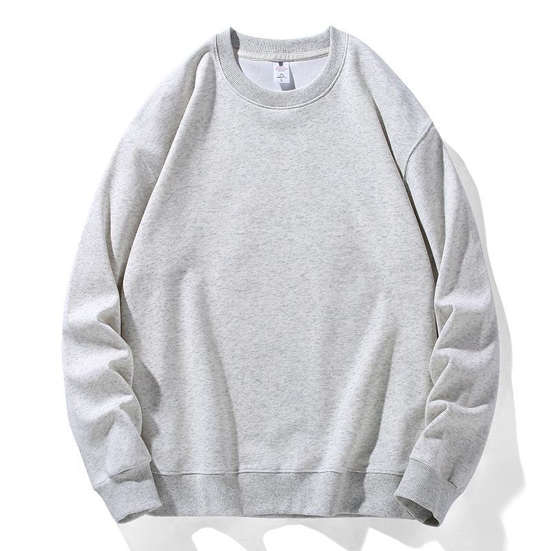 Men's 300g Solid Color Round Neck Sweatshirt – Autumn/Winter Pullover with Fixed Pattern Print, Perfect for Team Uniforms