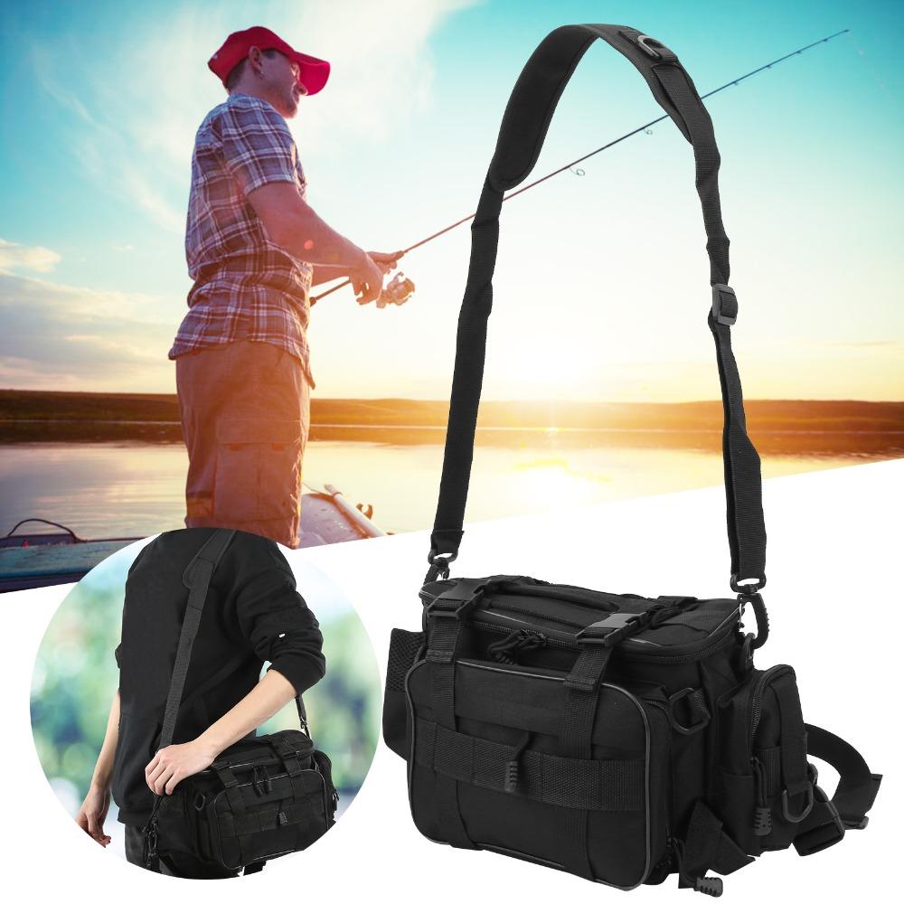 MultiCompartment Fishing Shoulder Bag Adjustable Straps Fishing Bag  Outdoor Storage