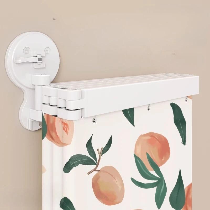 L Shape Folding Shower Curtain Suction Cup No Drilling Bathroom Dry And Wet Separation Waterproof Toilet Corner Shower Partition