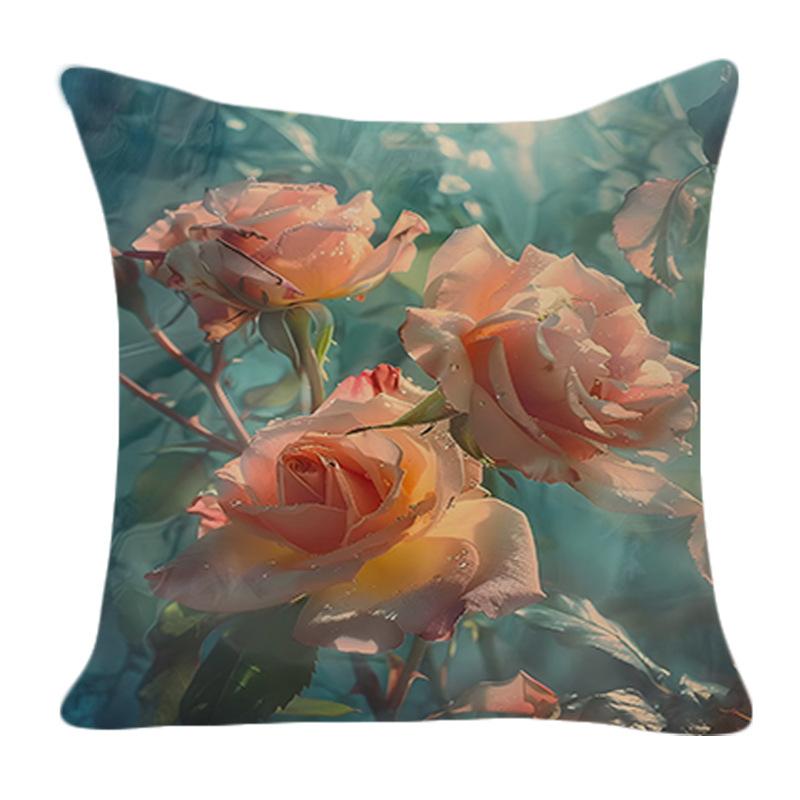 Neuer Kreativer Mode Einfacher Rosenblumen Kissenbezug Zuhause Sofa Kissenbezug