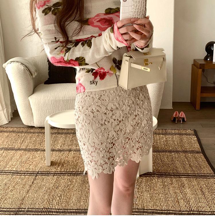 Fanhua Yao Yao High-Waisted Lace Beaded Short Skirt