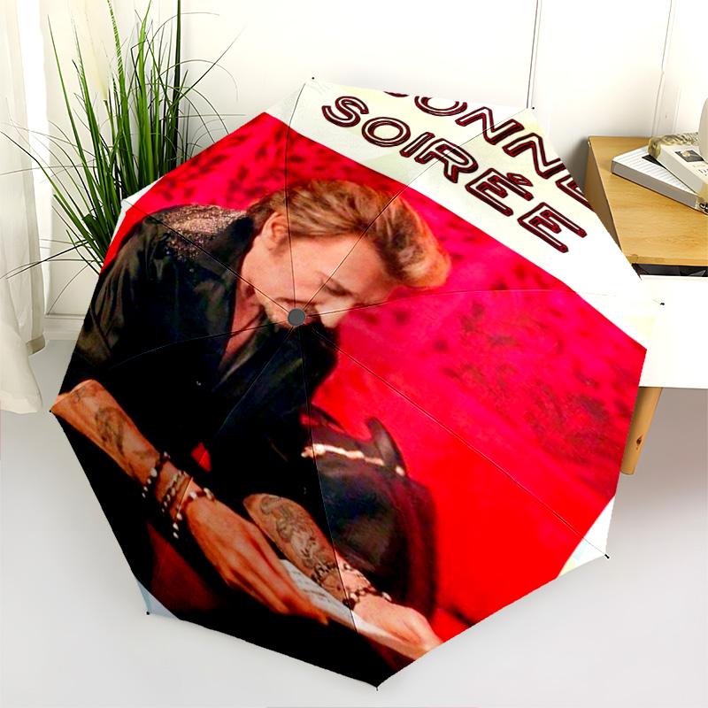 Johnny Halliday Folding Umbrella Travel Durable Travel Printing Sun Umbrella