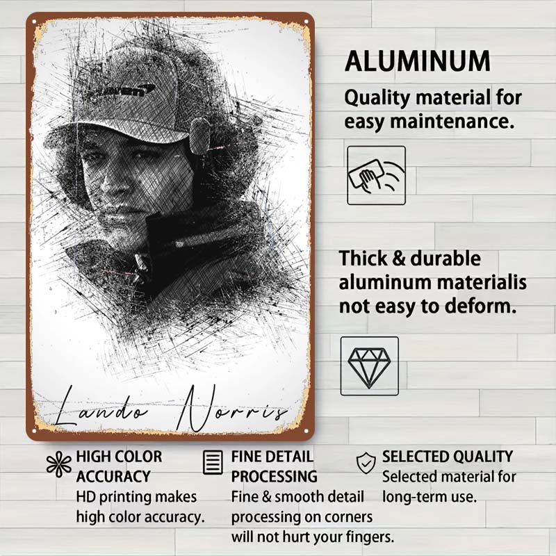 Lando Norris Racer Posters F1 Racing Metal Signs Gaming Room Decoration Custom Tin Plates for Wall Art Decoration Retro Decor