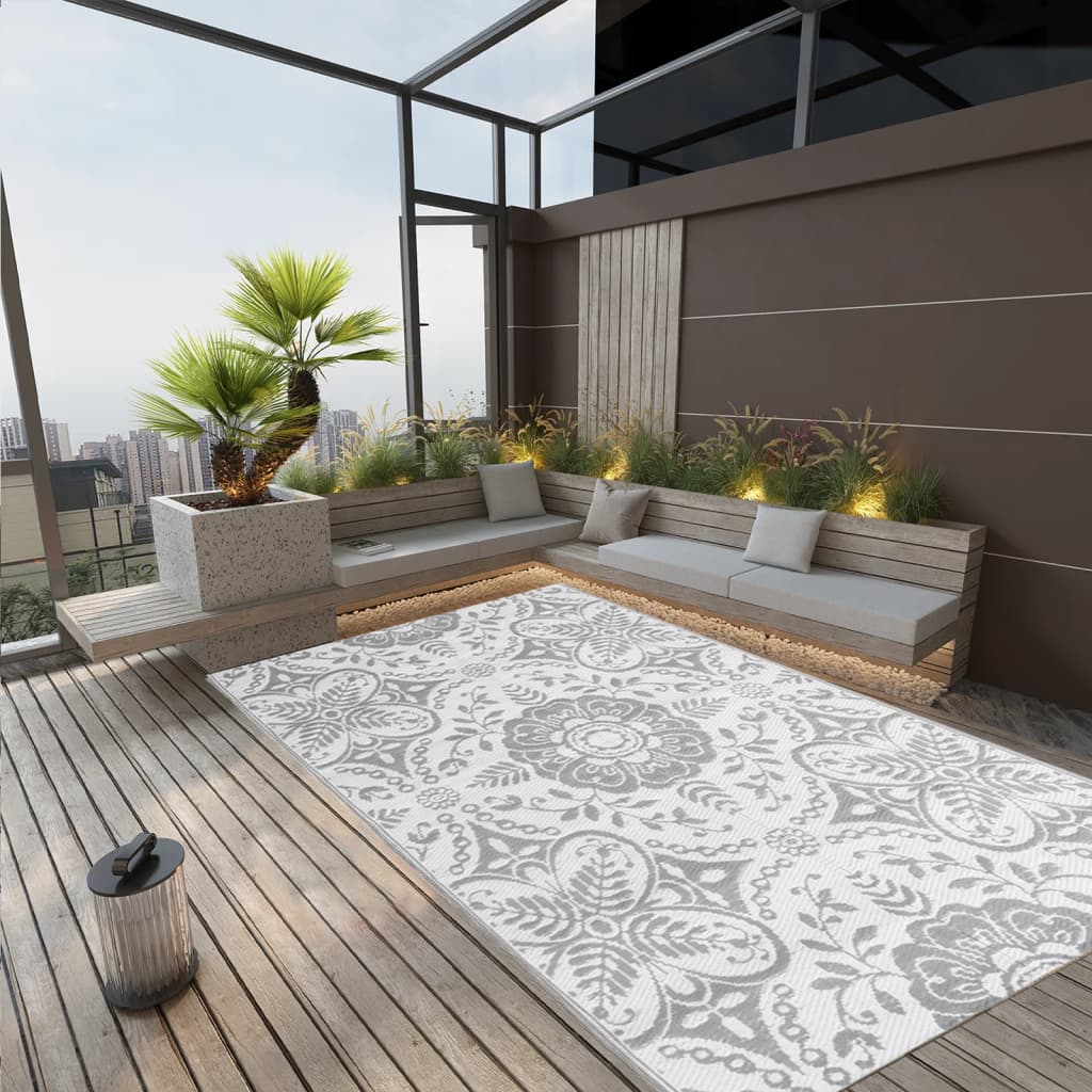 Outdoor Rug ARAKIL Light Grey 140x200 cm PP